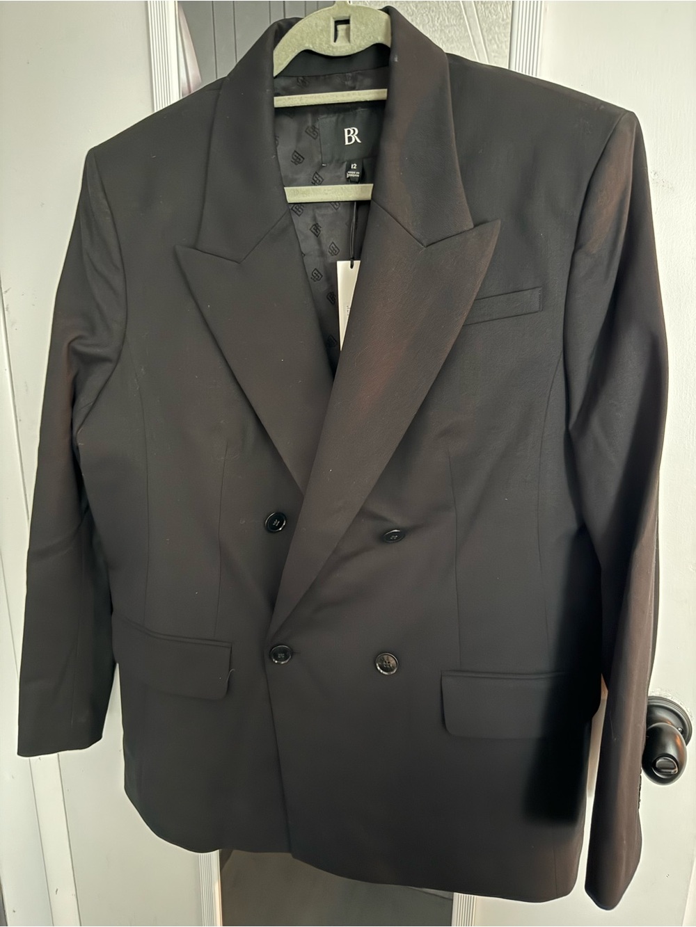 Banana Republic Double-Breasted Black Boyfriend Blazer
